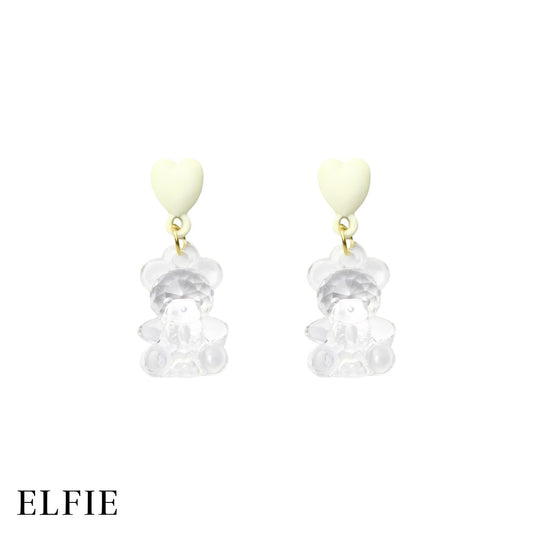 Crystal Clear Teddy Heart Stud Non-Titanium Earring