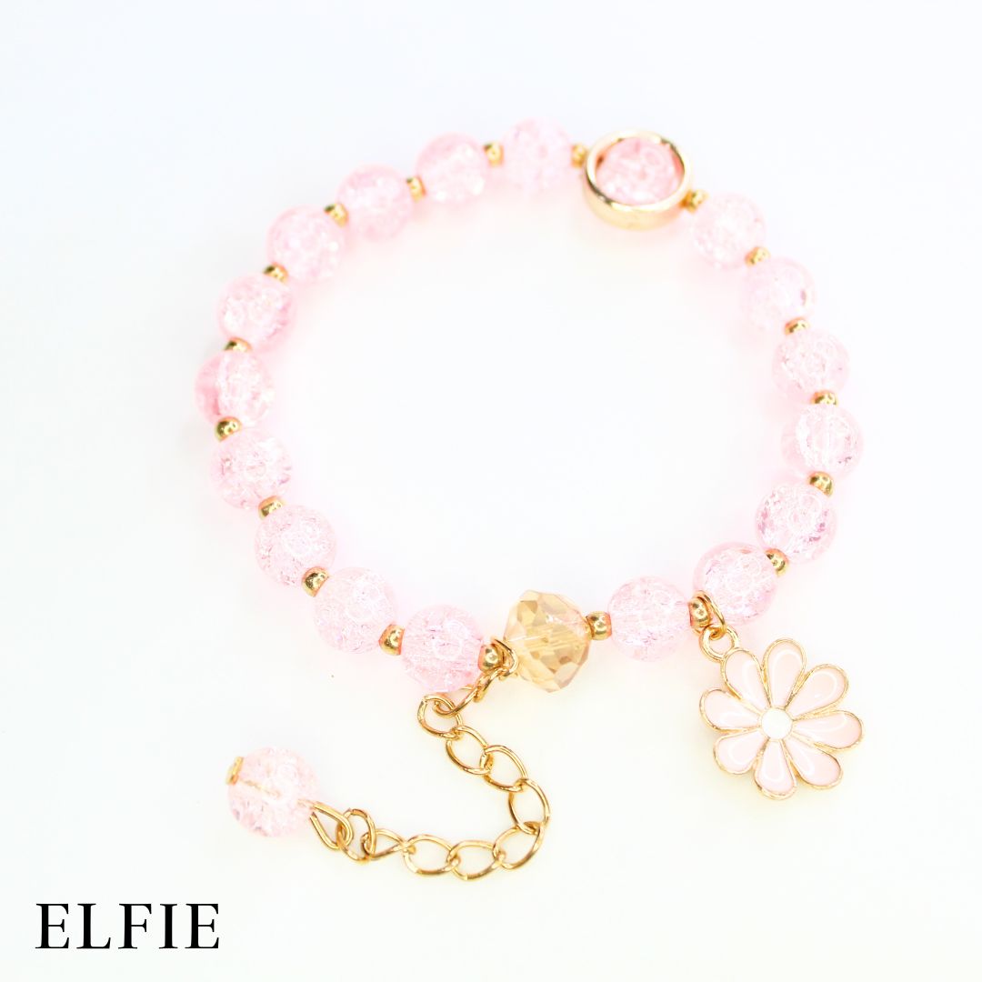 Crystal Light Pink Daisy Glass Bracelet