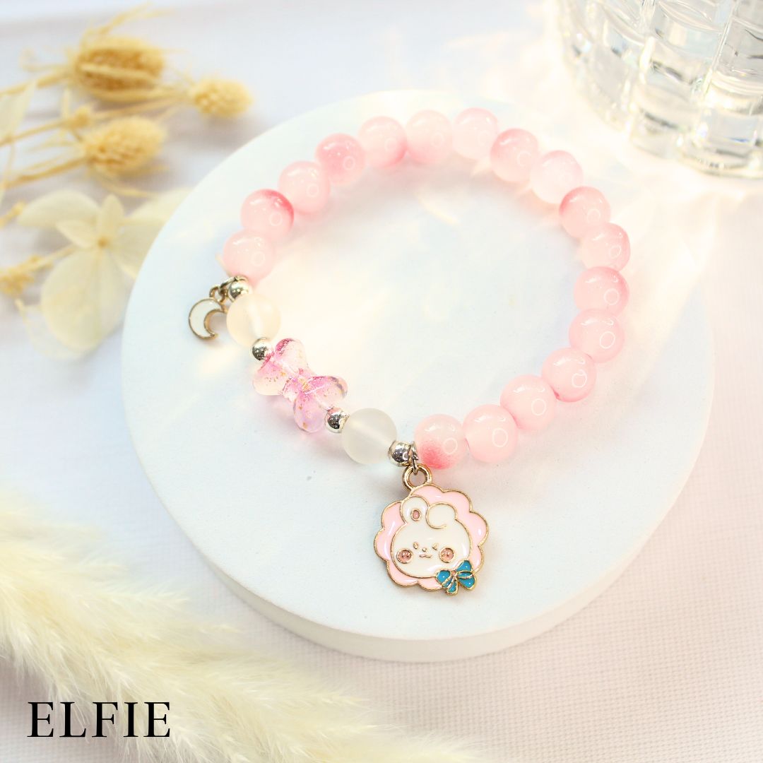 Crystal Pink Blink Eye Rabbit Glass Bracelet