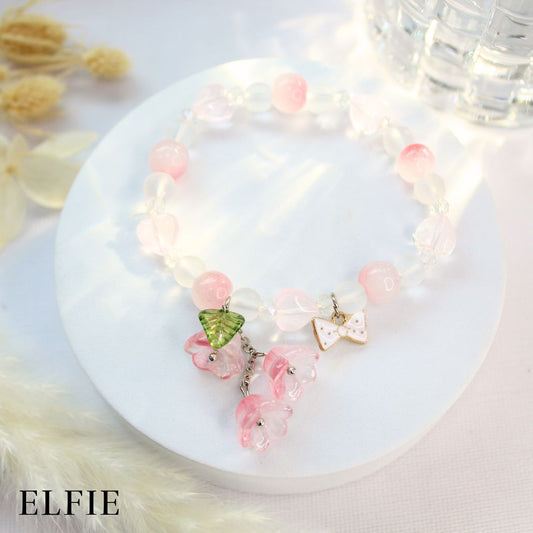 Crystal Pink Extended Flower Glass Bracelet