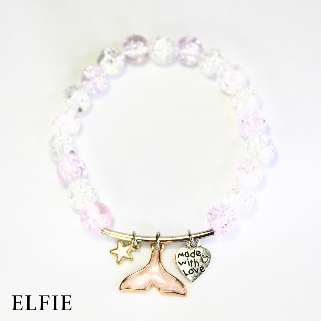 Crystal Pink Fish Tail Lover Glass Bracelet