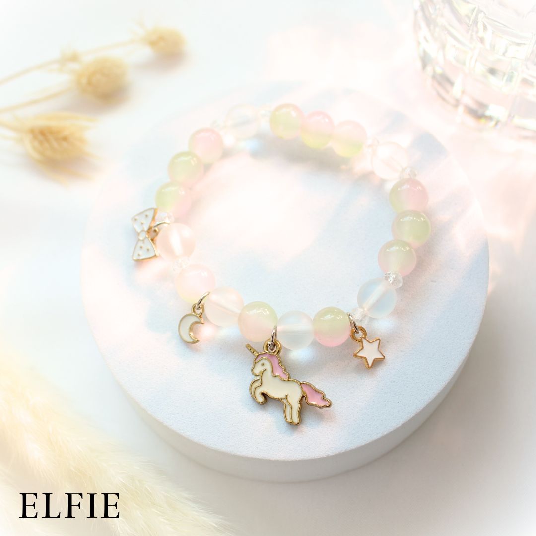 Crystal Pink Unicorn Glass Bracelet