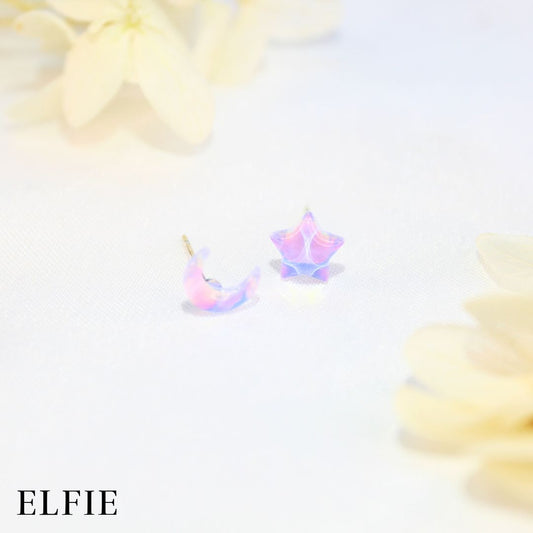 Crystal Purple Star Moon Stud Earring
