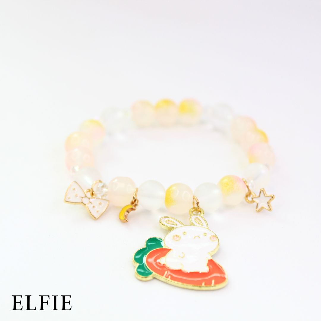 Crystal Yellow Rabbit & The Carrot Glass Bracelet
