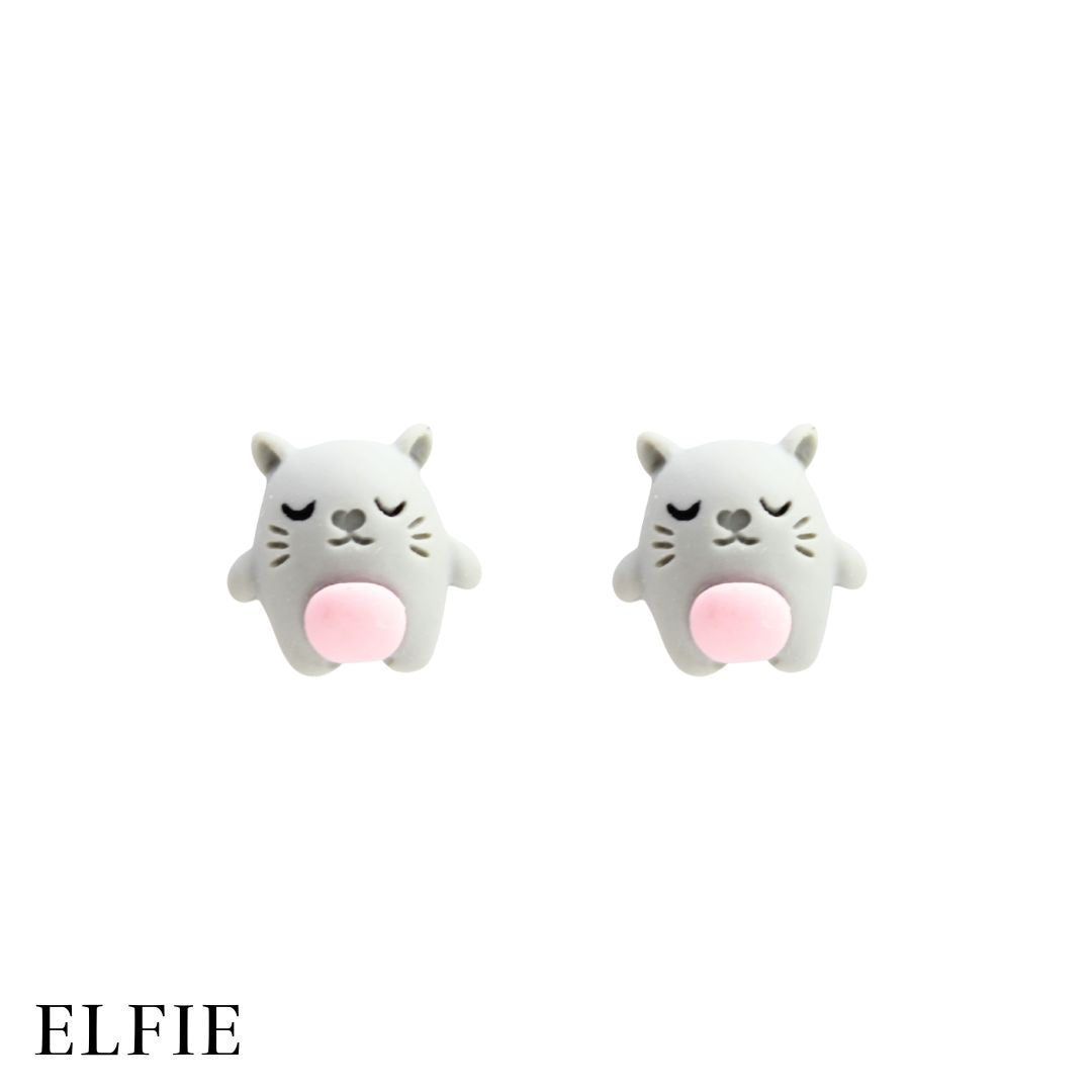 Cute Grey Mouse Stud Earring
