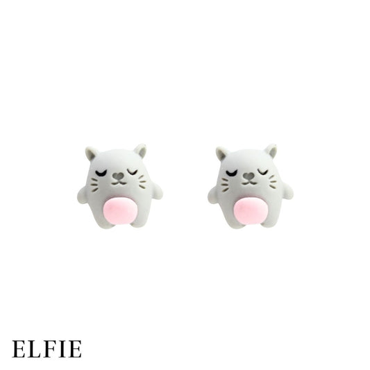 Cute Grey Mouse Stud Non-Titanium Earring