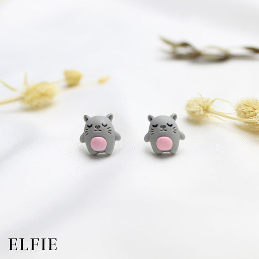 Cute Grey Mouse Stud Earring