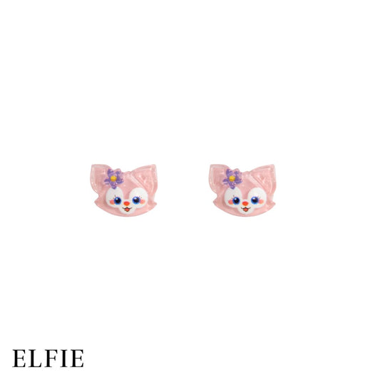 Cutie Pink Cat Clear Stud Non-Titanium Earring