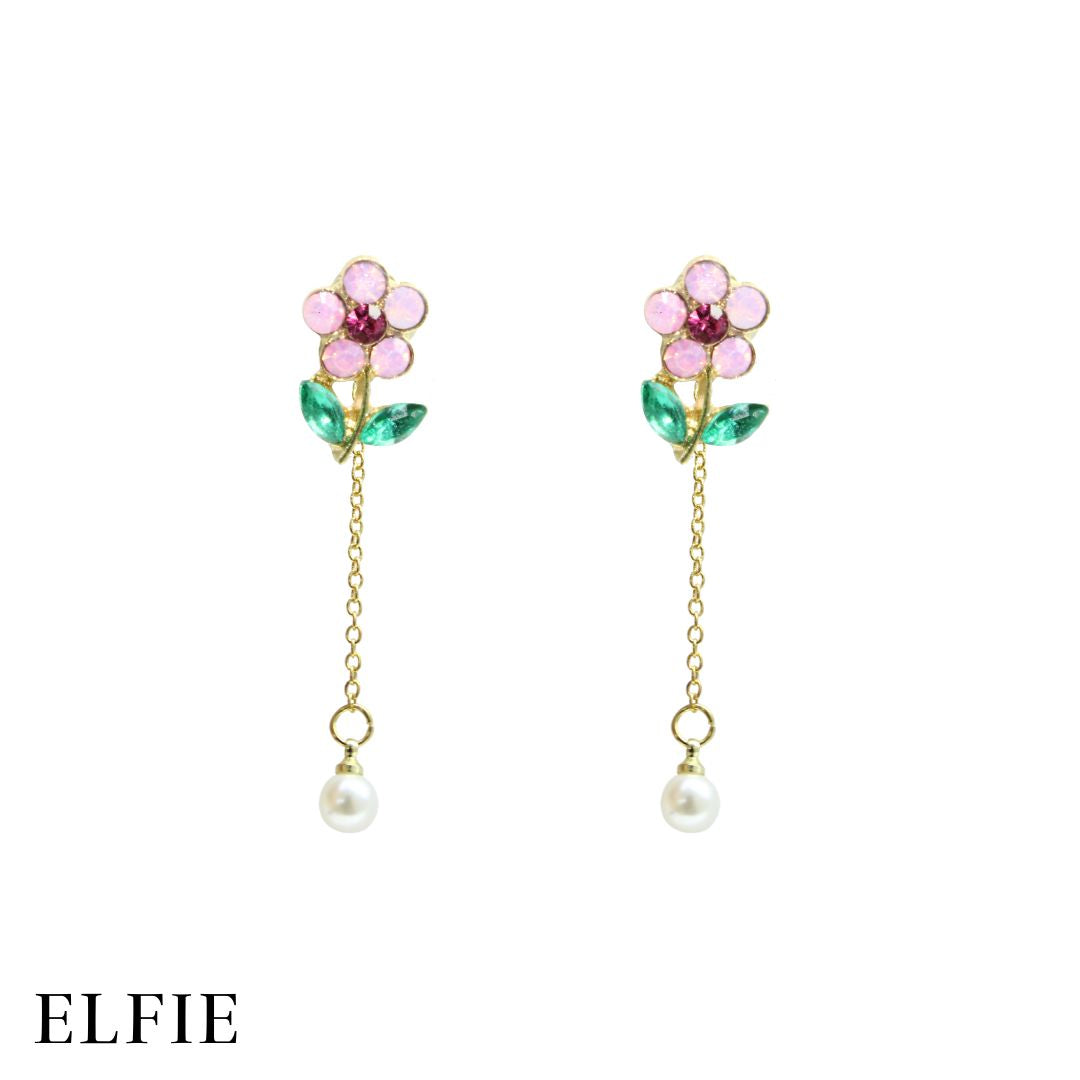 Daisy Flower With Pearl Stud Earring