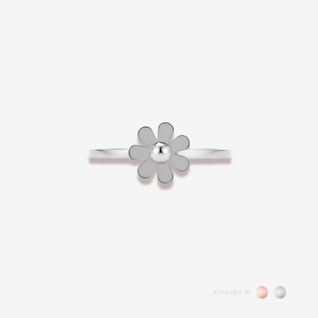 Daisy Petal Silver Titanium Ring
