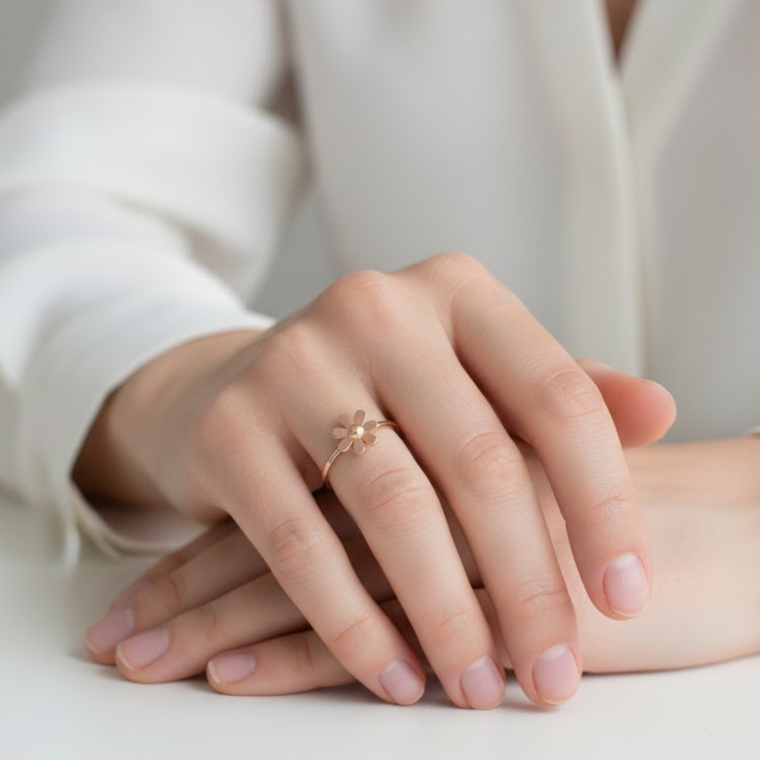 Daisy Petal Rose Gold Titanium Ring