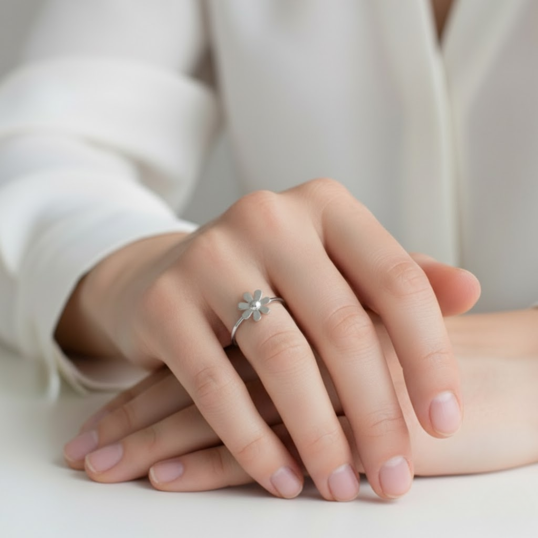 Daisy Petal Rose Gold Titanium Ring