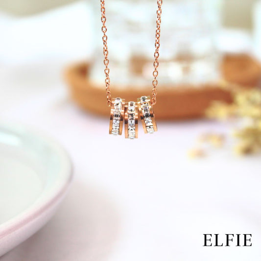 Diamond Triple Ring Titanium Necklace