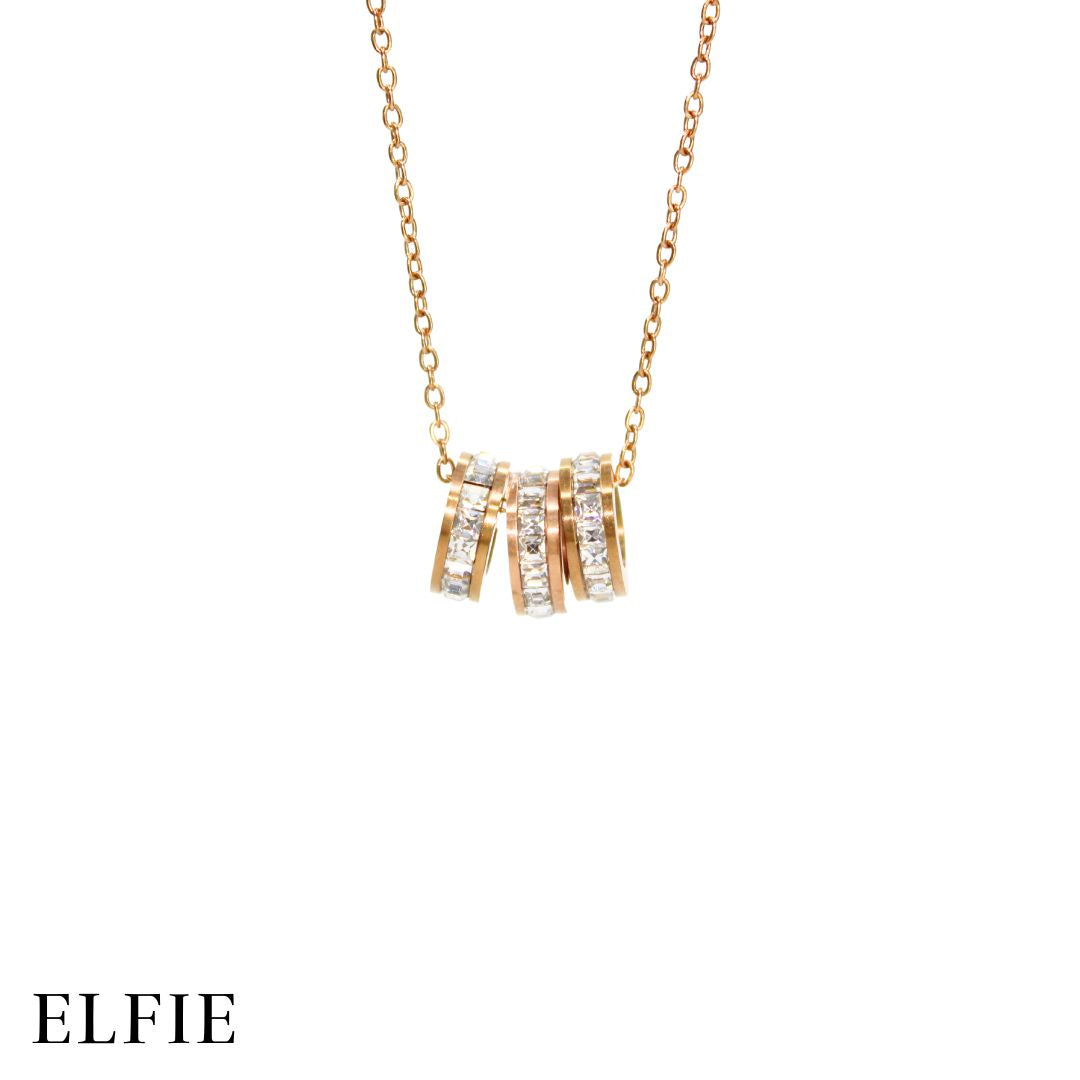 Diamond Triple Ring Titanium Necklace
