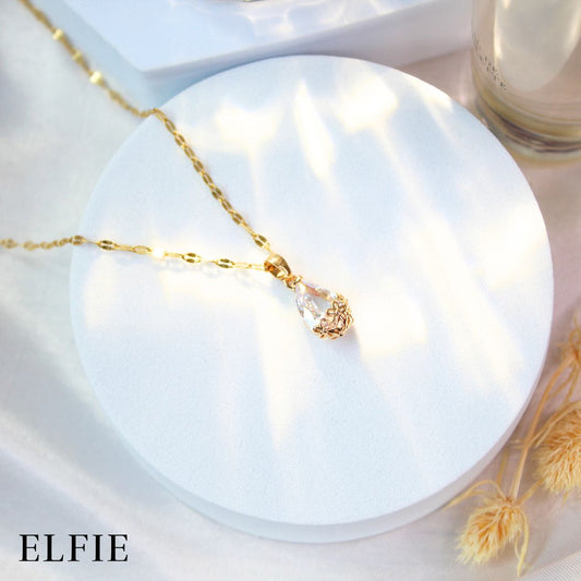 Diamond Waterdrop Pendant Titanium Necklace