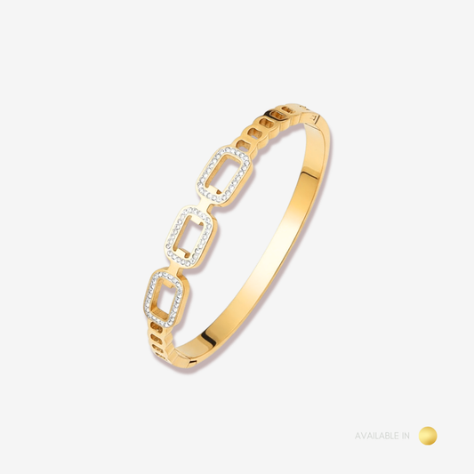 Diamond Chain Gold Titanium Bangle