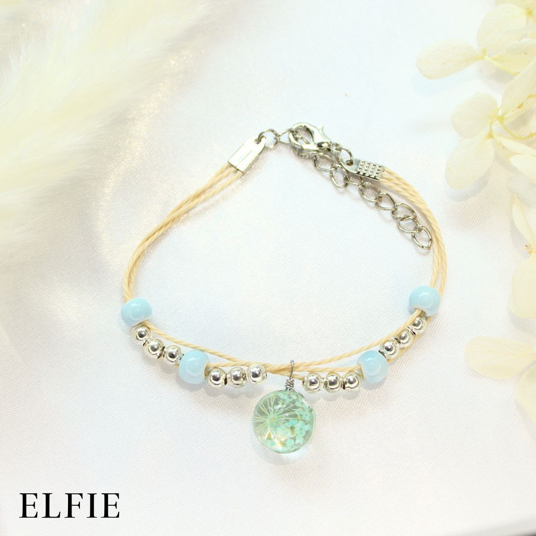 Dried Flower Baby Blue Ceramic Bracelet