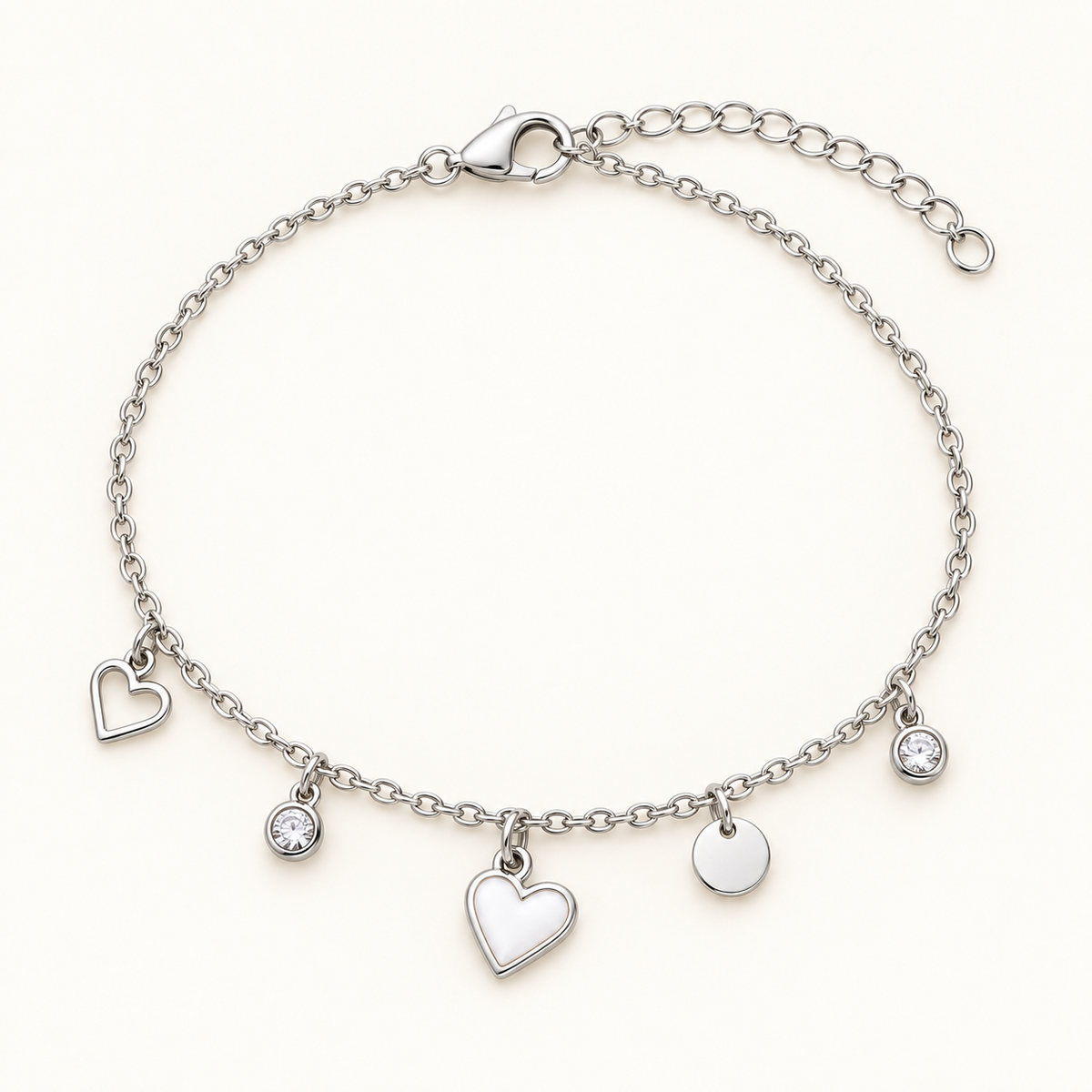 Amora Heart Charm Bracelet – Silver