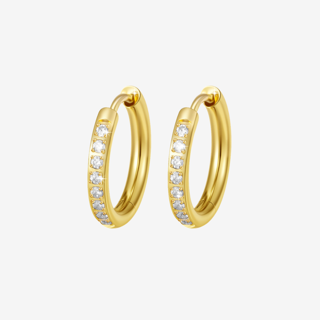 Diamond Dust Pave Huggie Hoop Titanium Earrings