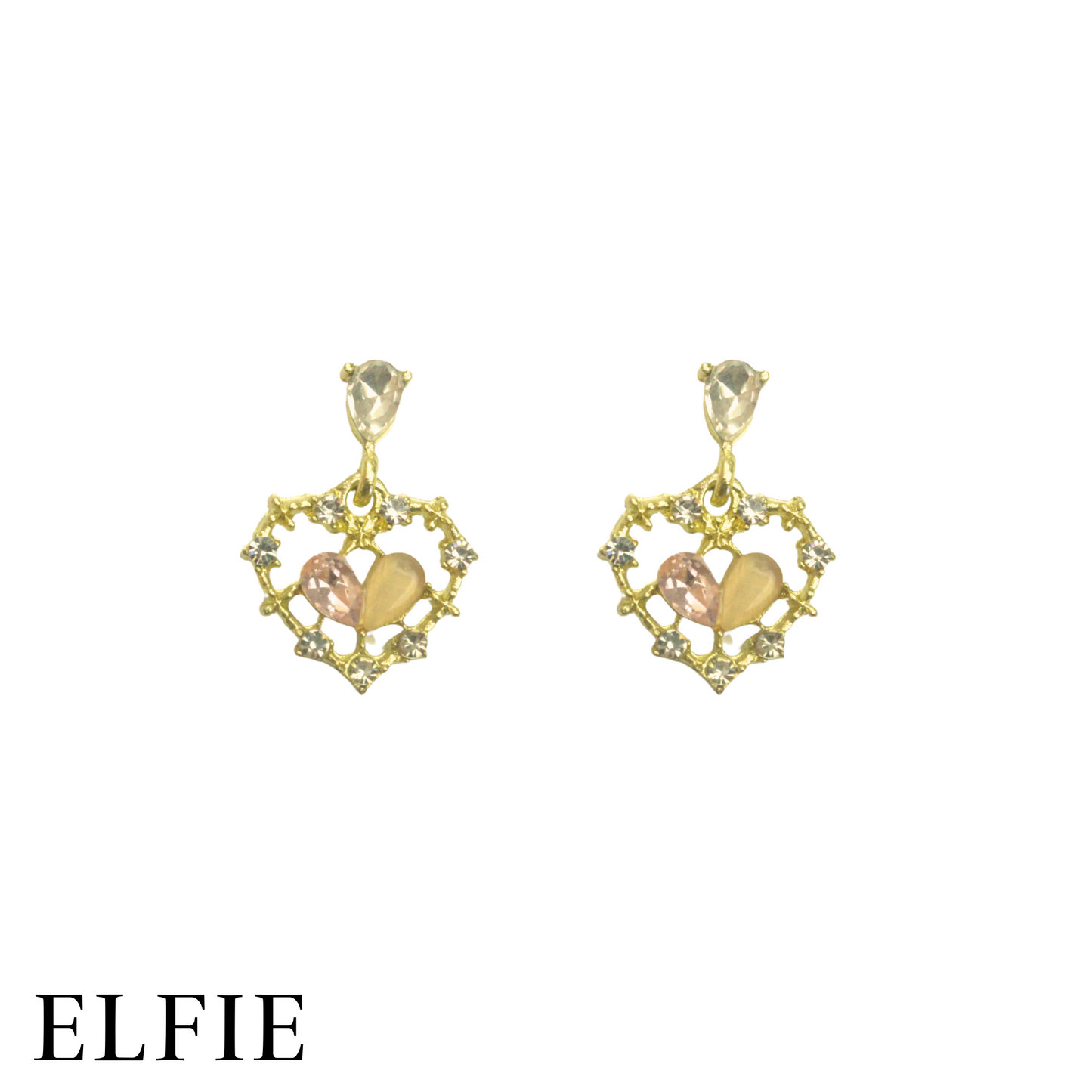 Elegant Heart Gold Stud Earring