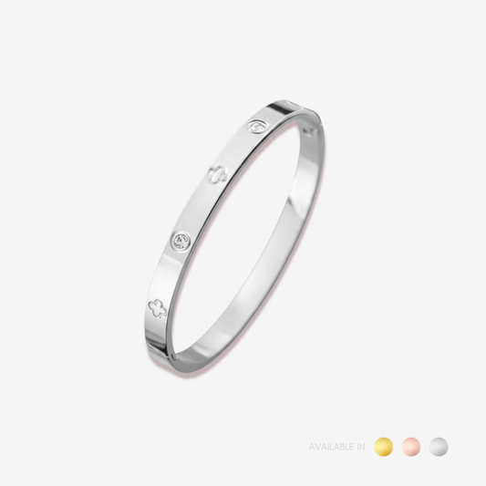 Elodie Clover Silver Titanium Bangle