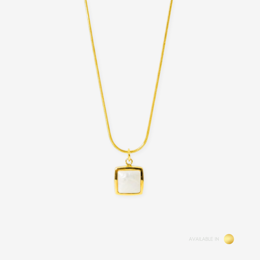 Elvara Square Gold Titanium Necklace