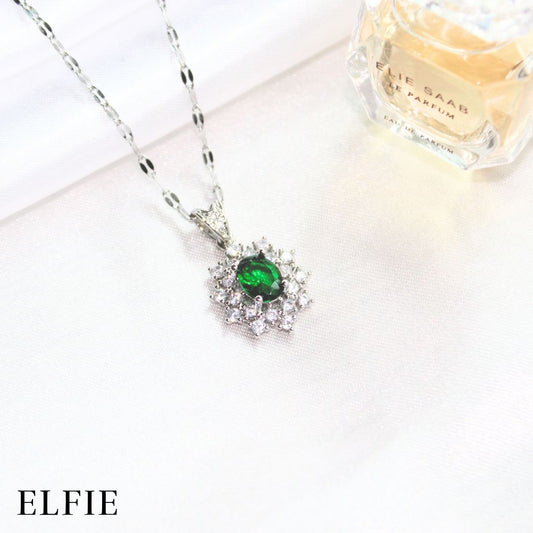 Emerald Green Diamond Crystal Titanium Necklace