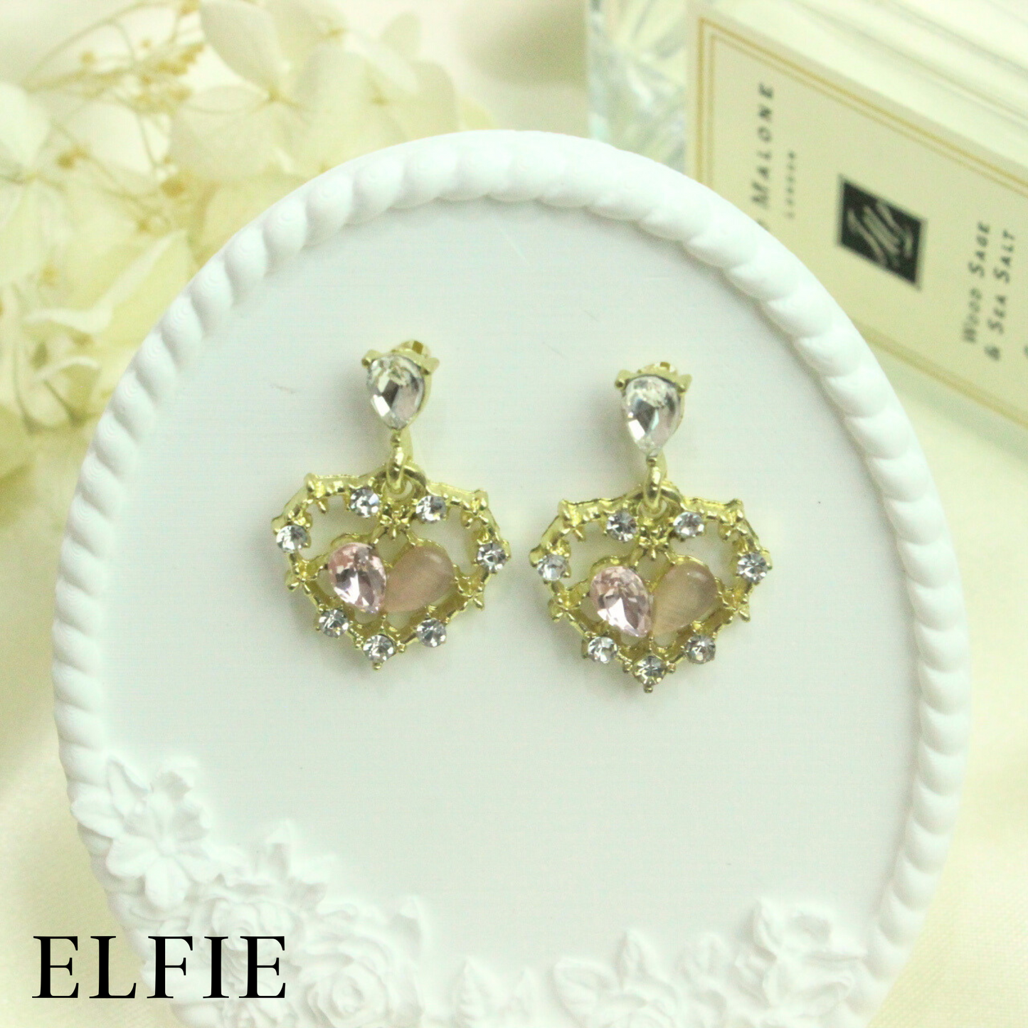 Elegant Heart Gold Stud Earring