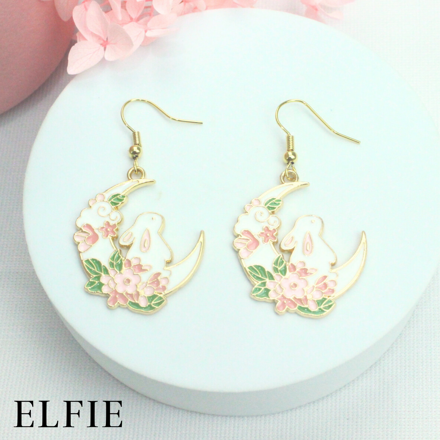 Rabbit on the Moon stud Earring