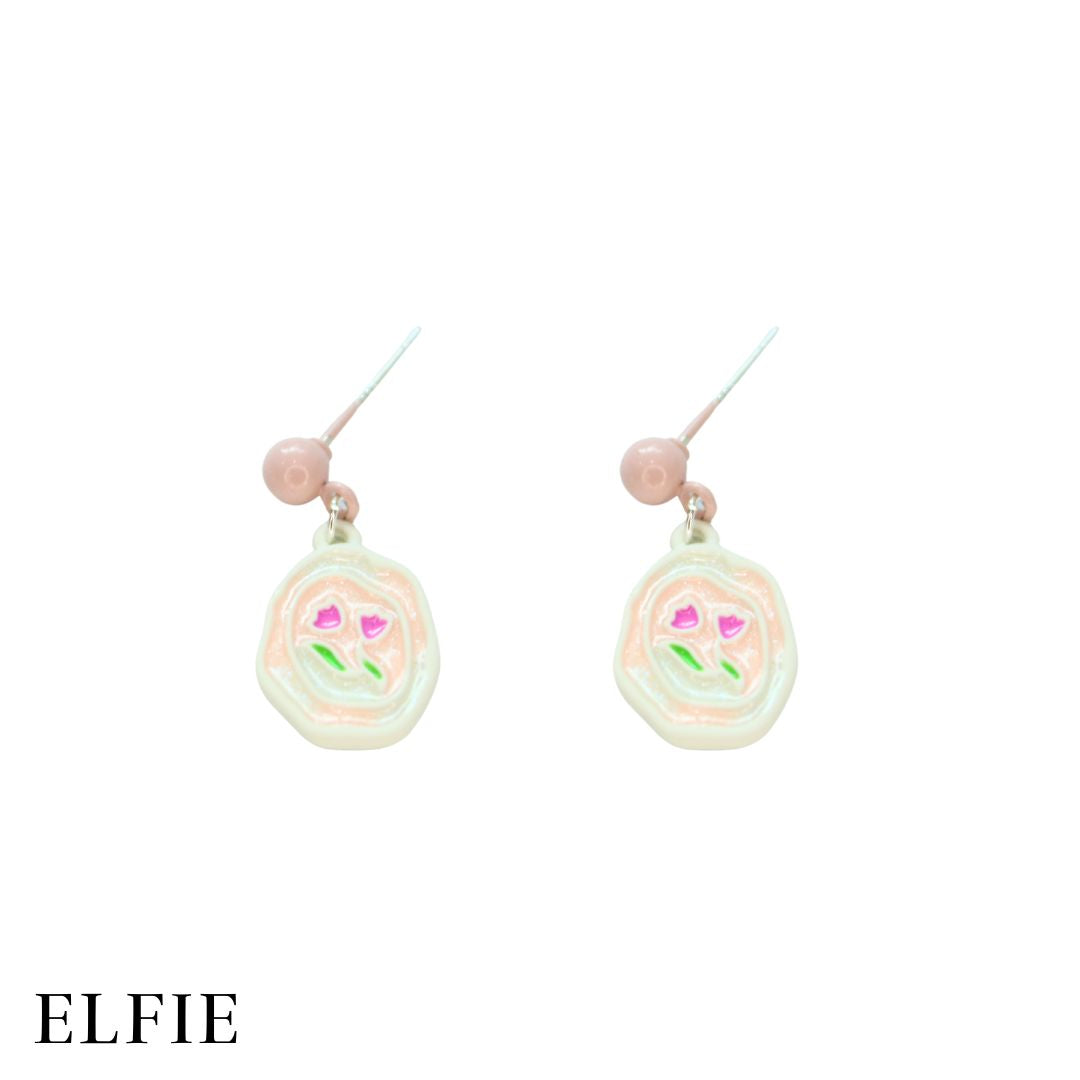 Flower In Frame Stud Earring