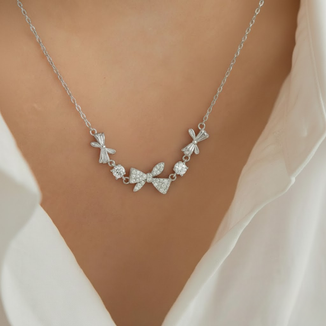 Gentle Ribbons Silver Titanium Necklace