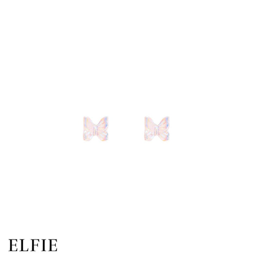 Gloss Rainbow Pink Butterfly Mini Stud Non-Titanium Earring