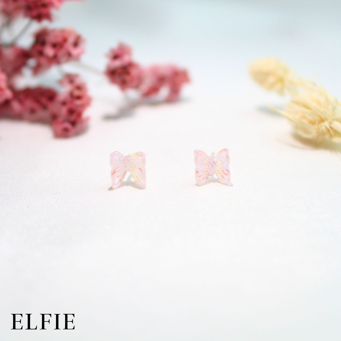 Gloss Rainbow Pink Butterfly Mini Stud Earring