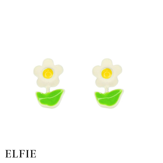 Glossy Daisy Flower Stud Non-Titanium Earring