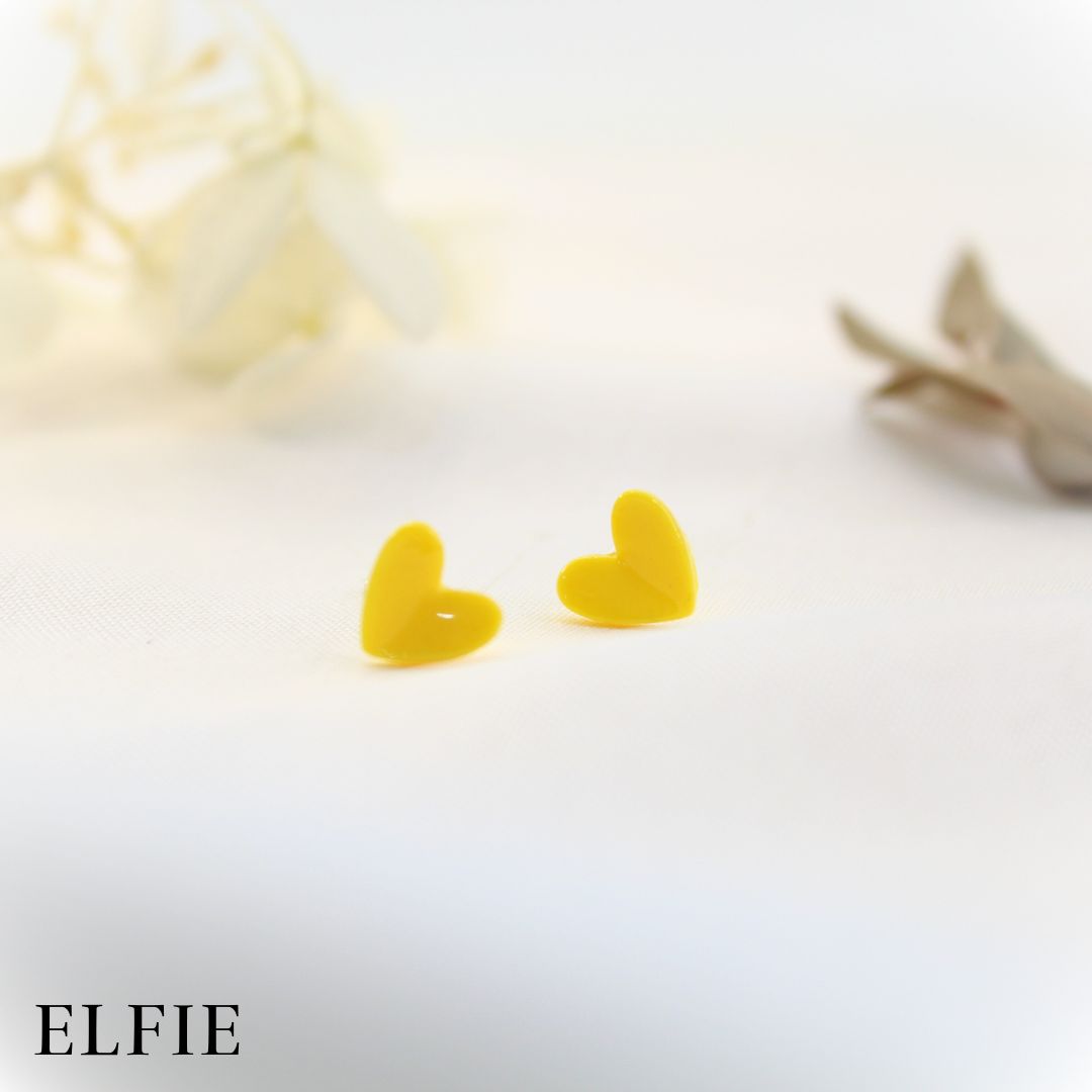 Glossy Yellow Heart Stud Earring