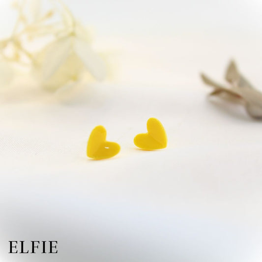 Glossy Yellow Heart Stud Earring
