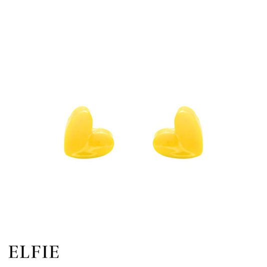 Glossy Yellow Heart Stud Non-Titanium Earring
