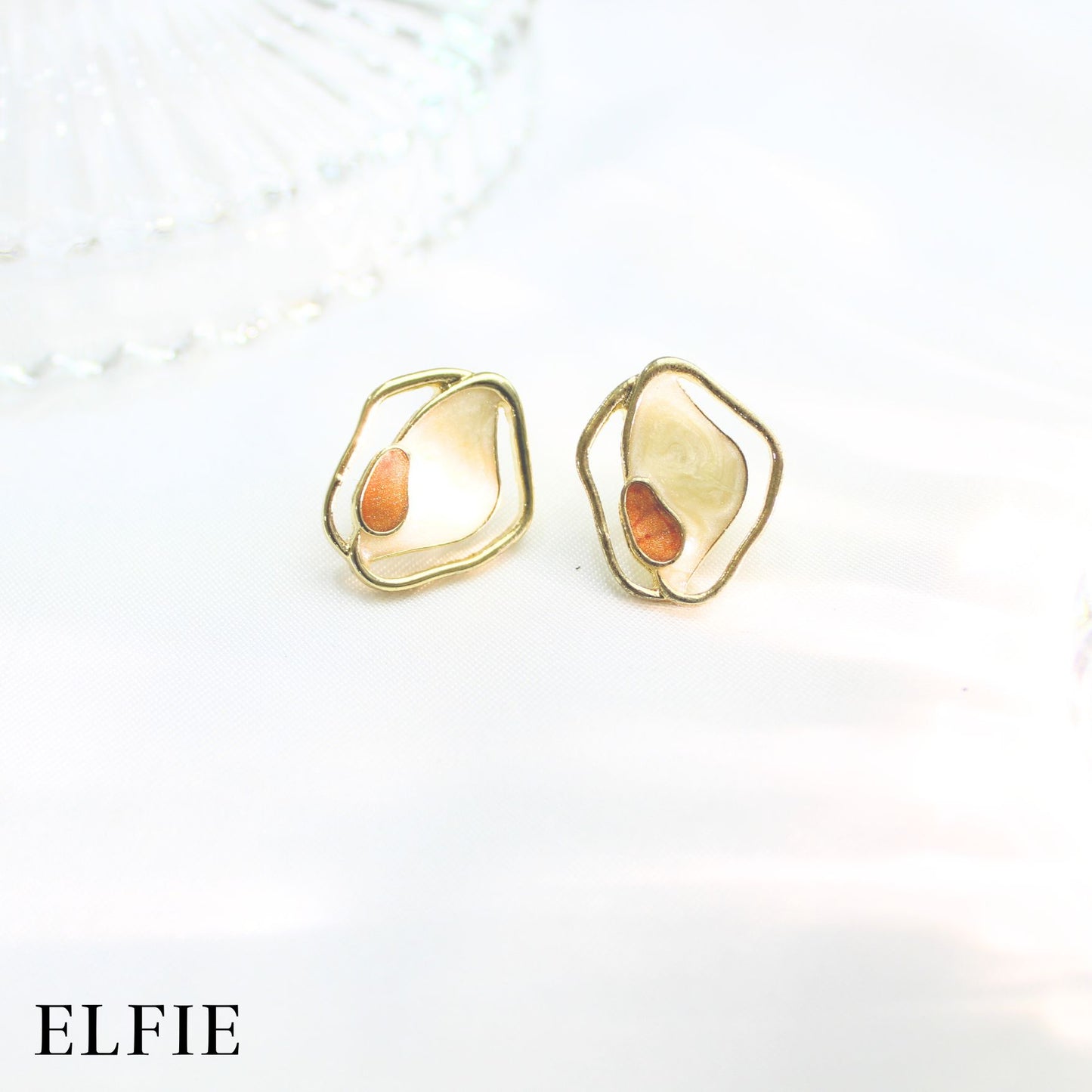 Golden Brown Bean Stud Earring