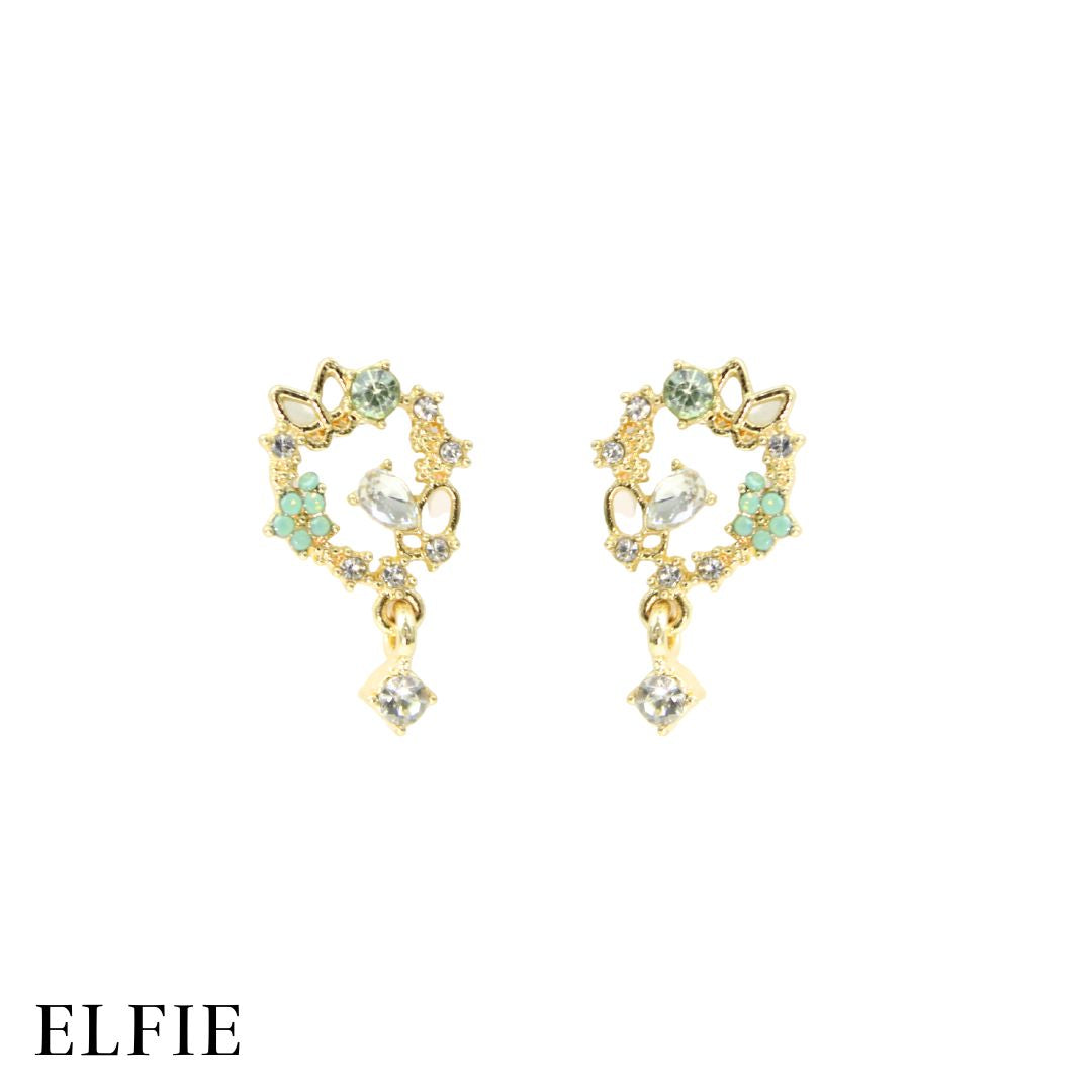 Golden Butterfly Garden Stud Earring