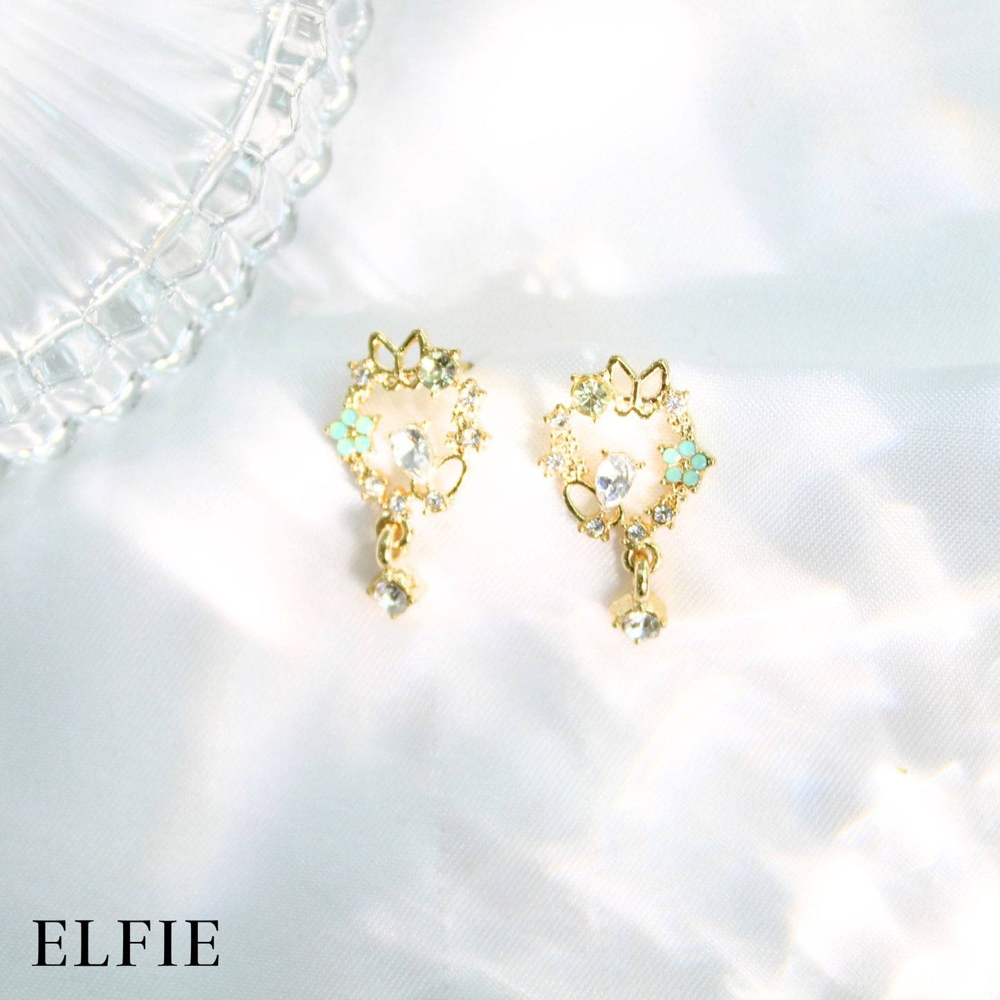 Golden Butterfly Garden Stud Earring