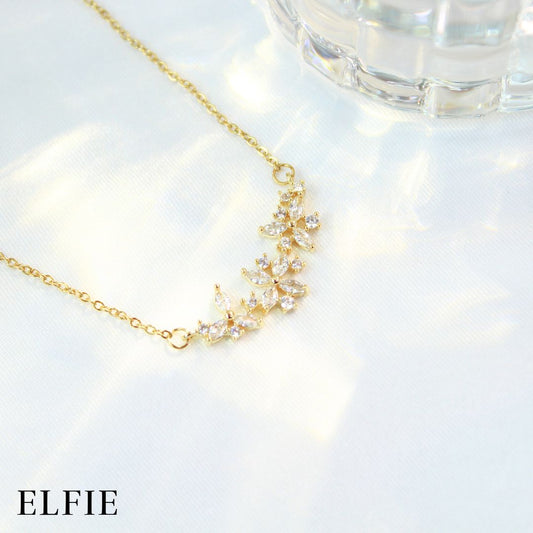 Golden Crystal Flowers Titanium Necklace