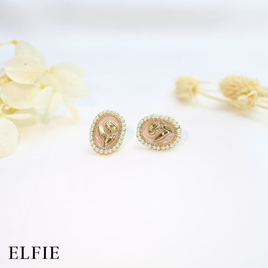 Golden Flower Pearl Stud Earring