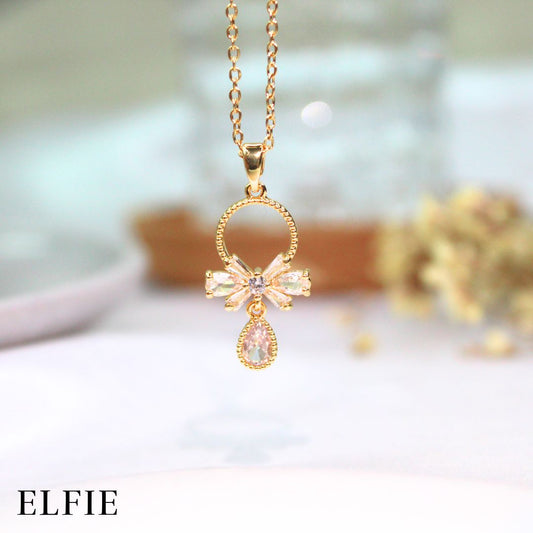Golden Ribbon Pendant Titanium Necklace
