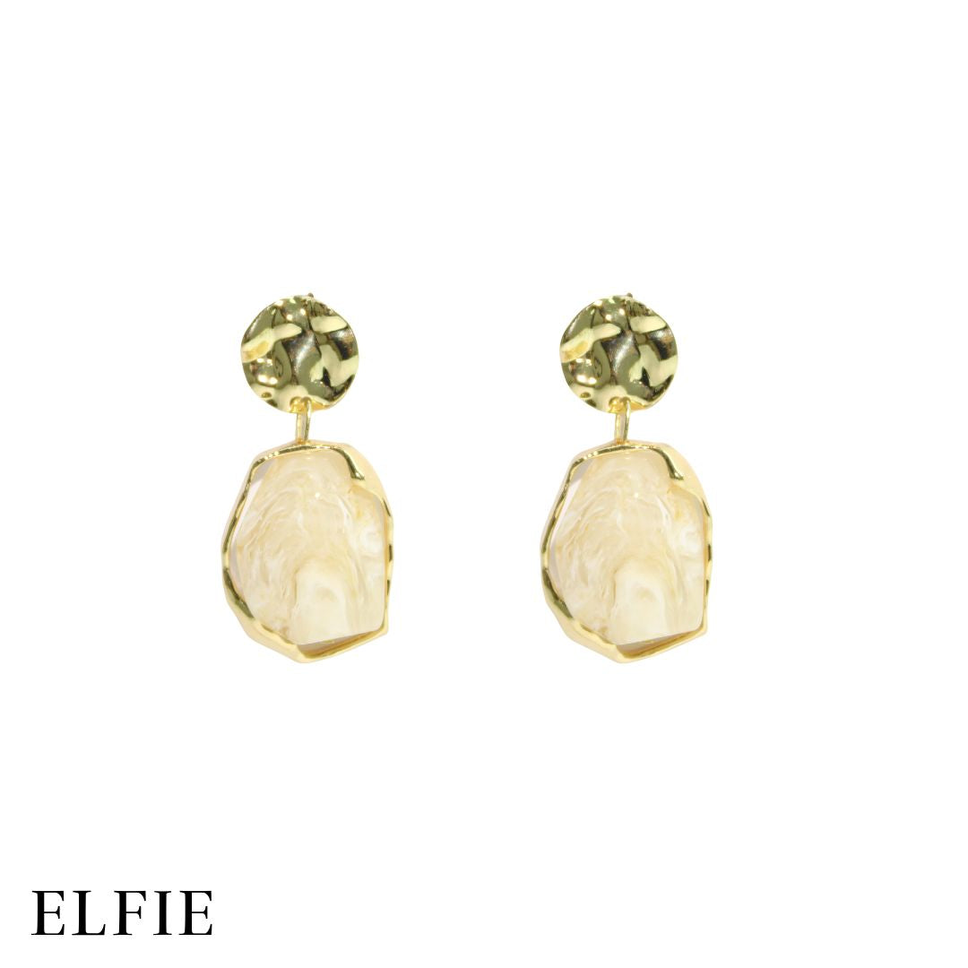 Golden White Crystal Stud Earring
