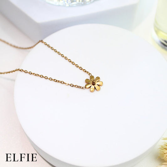 Gold Flower Titanium Necklace