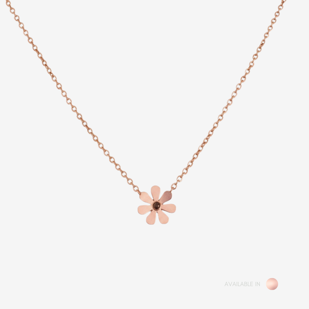 Grand Big Daisy Rose Gold Titanium Necklace