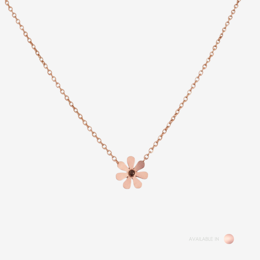 Grand Big Daisy Rose Gold Titanium Necklace