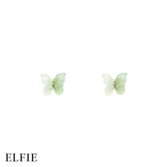 Green Butterfly Clear Stud Non-Titanium Earring