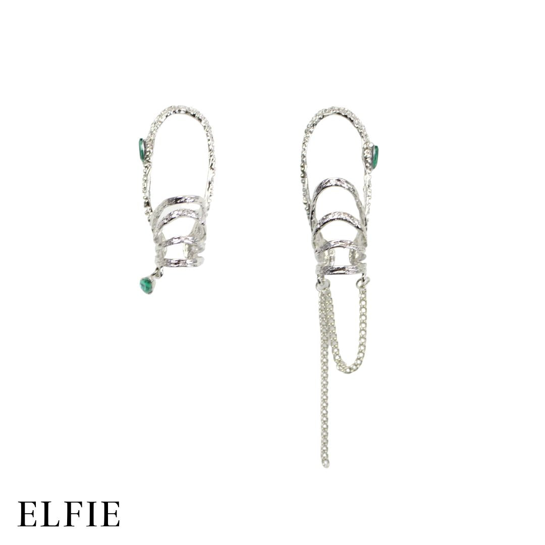Green Diamond Silver Earring
