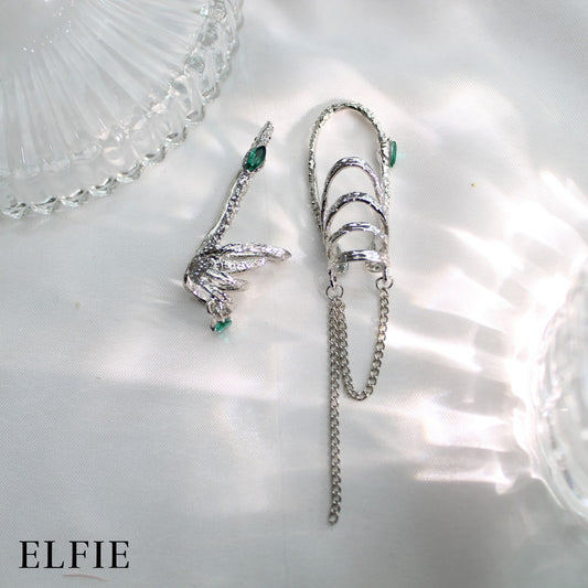 Green Diamond Silver Earring